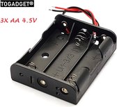 Batterijhouder 3xAA - 4,5 Volt Output - Batterijclip - batterij case - AA Battery holder, battery case, battery adapter
