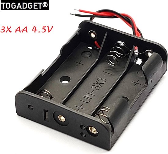 Batterijhouder 3xAA 4,5 Volt Output - Batterijclip - batterij case - Battery... | bol.com