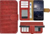 MoDo hoesje voor Nokia G11/ G21 - Leer Book Case - Croco rood