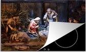 KitchenYeah® Inductie beschermer 80x52 cm - De kerststal in de abdij van Saint-Savin in Frankrijk - Kookplaataccessoires - Afdekplaat voor kookplaat - Inductiebeschermer - Inductiemat - Inductieplaat mat
