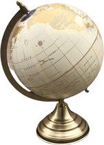 Optimum Wereldbol / Globe - Decoratie - 31*23 cm - Beige / Lichtbruin - Metaal