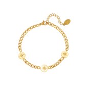 Bracelet en acier inoxydable avec étoiles brillantes - Bracelets à maillons - Bracelet à maillons - 16 cm - Or