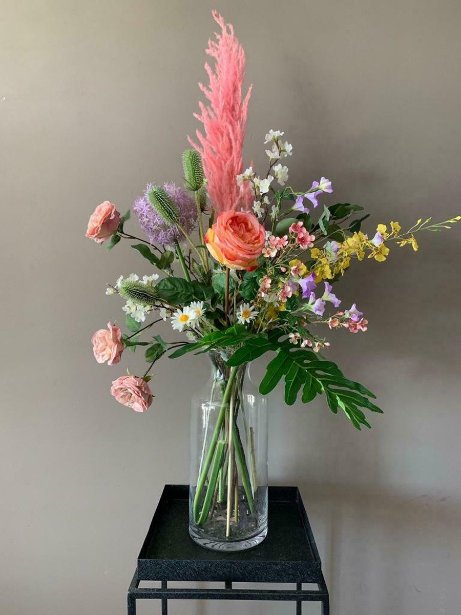 Alexandra Silk Flowers- Kunstboeket Pink Roses- Kunstbloemen
