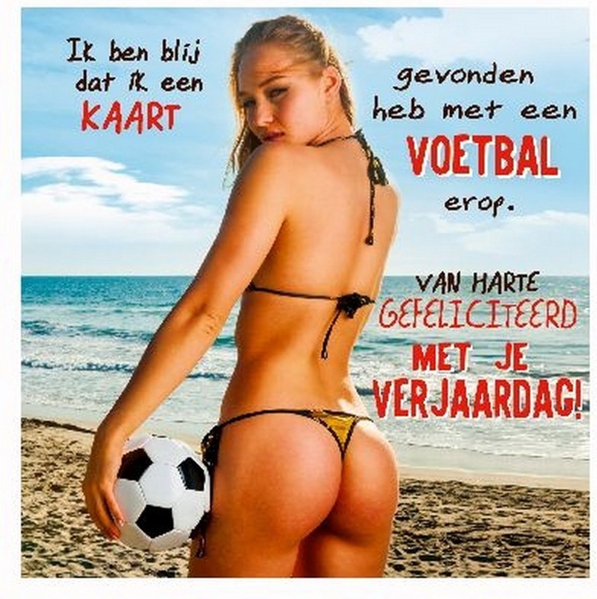 Depesche - 3D wenskaart met vrouw en tekst "Ik ben blij dat ik een kaart gevonden heb met een voetbal. Van harte gefeliciteerd" - 025