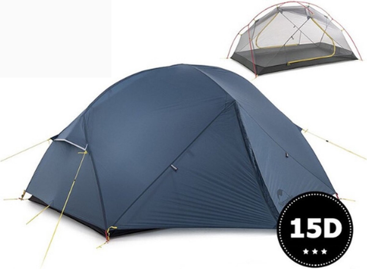 Naturehike Mongar Tent - Kampeertent - 100% Waterdicht - Lichtgewicht - 2 Persoons - Dubbellaags - Donkerblauw