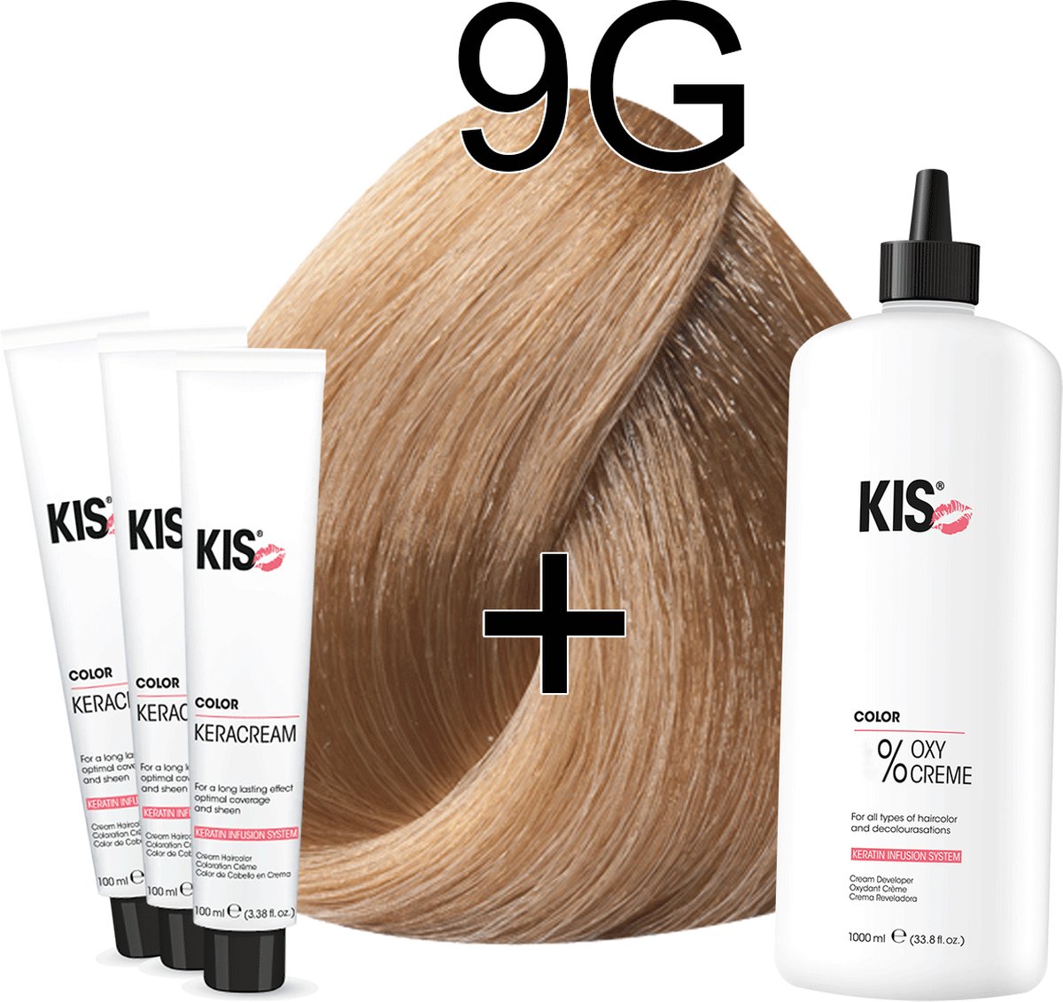 Haarverf set LARGE - 9G Zeer licht goudblond | KIS - (3 x haarverf & 1L watersofperoxide)
