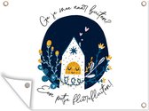 Muurdecoratie buiten Quotes - Ga je mee naar buiten? - Spreuken - 160x120 cm - Tuindoek