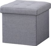 Opbergbox met zitkussen grijs polyester