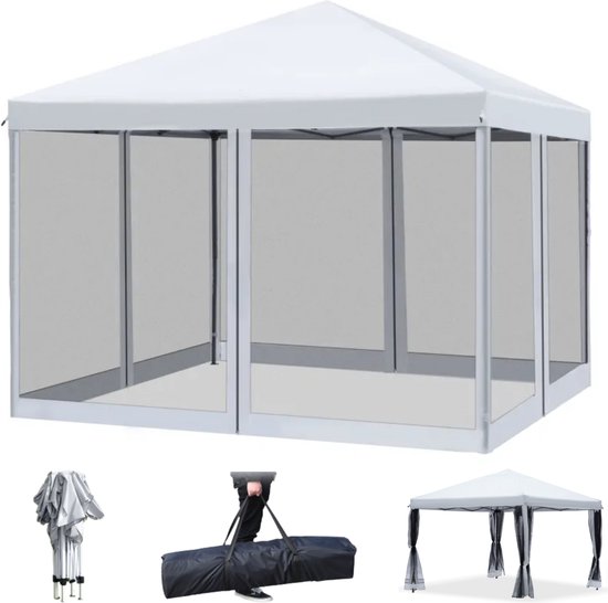 Tente de réception - Pavillon - Tente de réception facile à monter - 3 x 3  m - Wit -... | bol