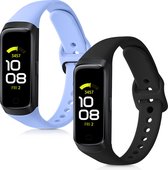 kwmobile 2x armband geschikt voor Samsung Galaxy Fit (SM-R370) - Bandjes voor fitnesstracker in lichtblauw / zwart