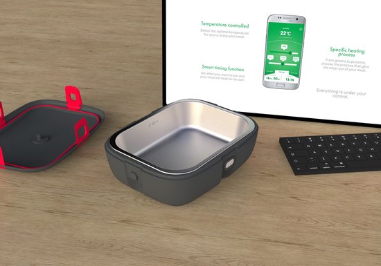 Boîte à lunch électrique Faitron Heatsbox Style - Boîte à lunch - Adultes - Acier inoxydable - Différents compartiments - Avec application smartphone - 220v - Pour repas chauds