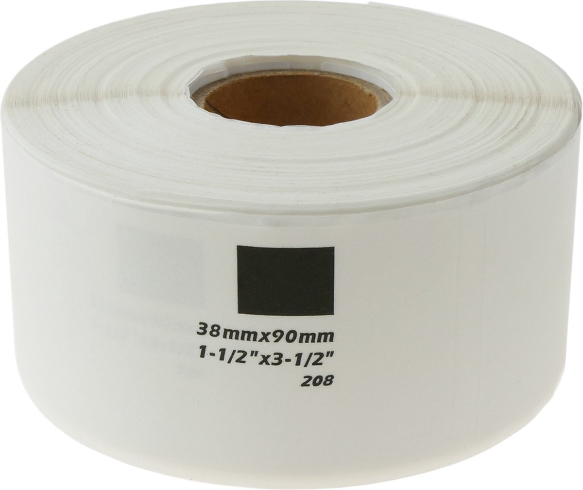 BeMatik - Rol met 400 zelfklevende etiketten compatibel met Brother DK-11208 DK-1208 38x90mm
