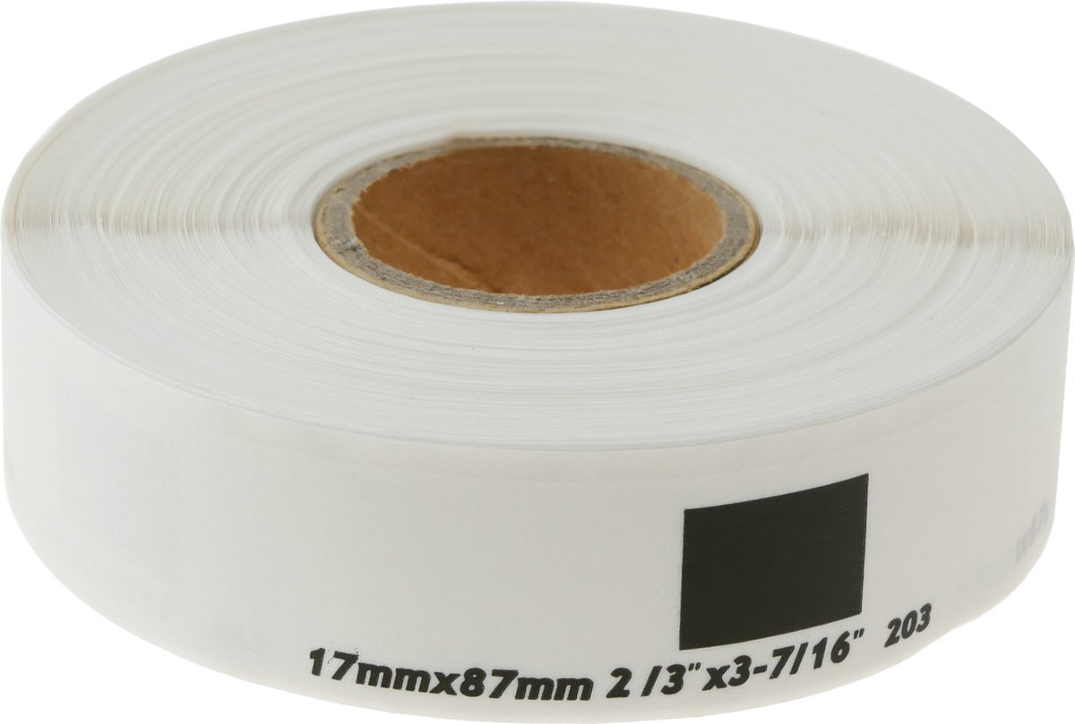 BeMatik - Rol van 300 zelfklevende etiketten compatibel met Brother DK-11203 DK-1203 17x87mm