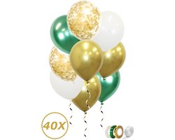 Gouden Ballonnen Confetti Verjaardag Versiering Jungle Helium Ballonnen Feest Versiering Groen Wit Decoratie – 40 Stuks