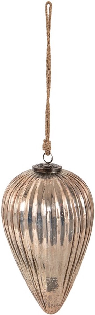 Kerstbal XL Ø 15*26 cm Roze Glas Kerstboomversiering Kerstversiering Kerstdecoratie