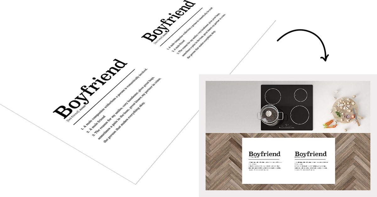 KitchenYeah Keukenloper - Loper keuken - Boyfriend - Woordenboek - Quotes - Spreuken - Vriend definitie - 120x60 cm - Keukenloper vinyl Multicolor