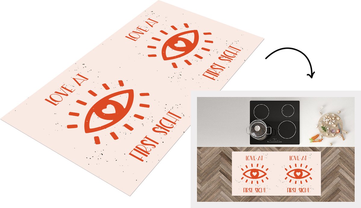 KitchenYeah Keukenloper - Loper keuken - Liefde - Quotes - Relatie - Love at first sight - Spreuken - 120x60 cm - Keukenloper vinyl Multicolor