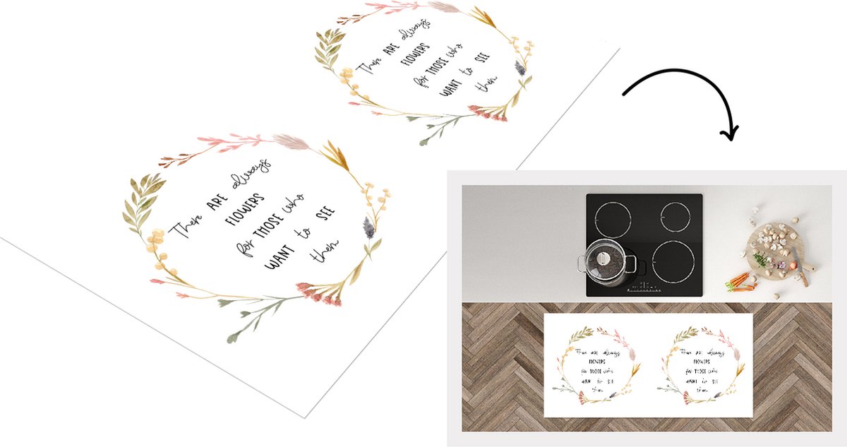 KitchenYeah Keukenloper - Loper keuken - There are always flowers for those who want to see them - Quotes - Spreuken - 120x60 cm - Keukenloper vinyl Multicolor