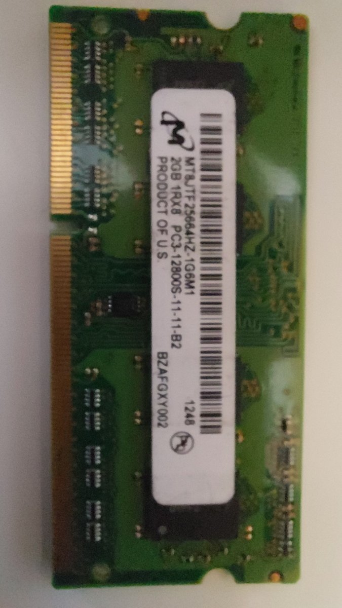 micron 2 GB DDR3 s0dimm model : PC3-12800S-11-11-B2 laptop geheugen