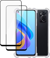 Hoesje geschikt voor Oppo A76 + 2x Screenprotector – Full Screen Tempered Glass - Extreme Shock Case Transparant
