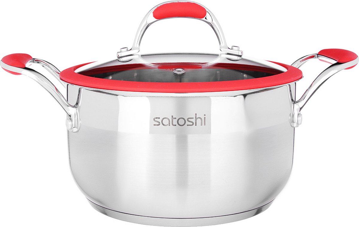 Satoshi Toulouse Kookpan Ø18 CM - RVS - 2.3L - Siliconen handgrepen & Dekselring