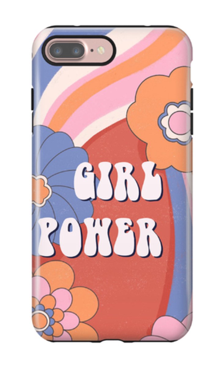 Telefoonhoesje geschikt voor Apple iPhone 7 Plus - Tough Case - Extra Stevig met 2 lagen bescherming - Quotescollectie - Girl Power - Rood