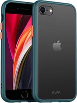 IYUPP Bumper geschikt voor Apple iPhone 7 / 8 / SE 2020 / SE 2022 Hoesje Groen x Zwart - Shockproof