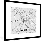 Cadre photo avec affiche Zwart Wit- Carte - Zinnik - Zwart Wit - Plan de la ville - Carte - 40x40 cm - Cadre pour affiche