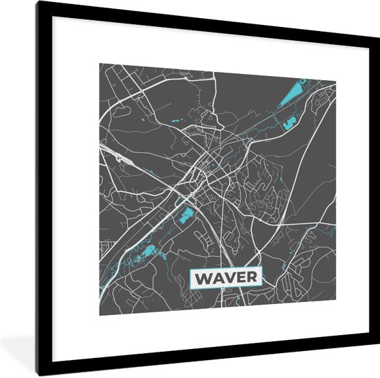 Fotolijst Incl Poster Belgi Waver Stadskaart Kaart Blauw Plattegrond Bol Com