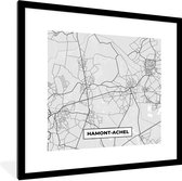 Fotolijst incl. Poster Zwart Wit- Kaart – Plattegrond – Stadskaart – Hamont Achel – België – Zwart Wit - 40x40 cm - Posterlijst