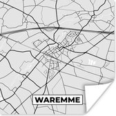 Poster België – Waremme – Stadskaart – Kaart – Zwart Wit – Plattegrond - 75x75 cm