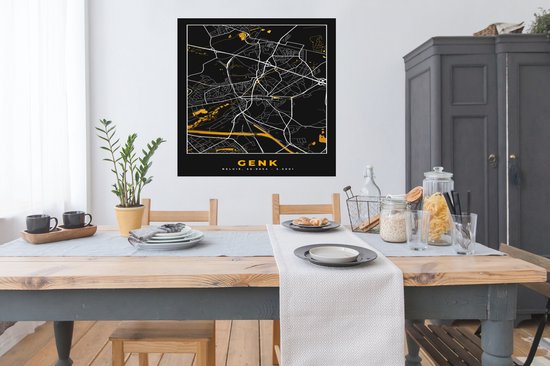 Poster City Map - Map - Genk - Map - Or - 100x100 cm XXL