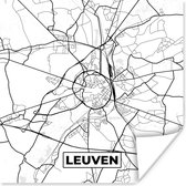 Poster Kaart – Plattegrond – Stadskaart – Leuven – België – Zwart Wit - 30x30 cm