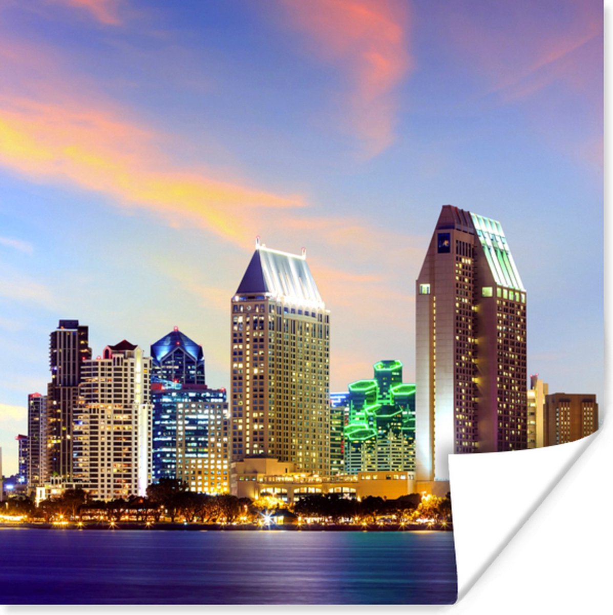 Poster Skyline - Verenigde Staten - Water - 75x75 cm