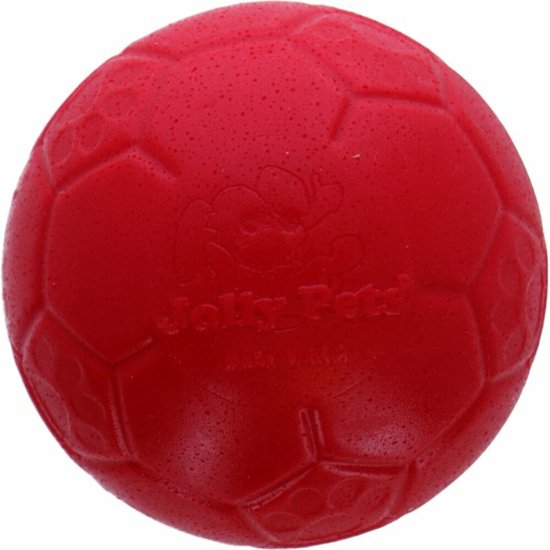 Jolly Pets Jolly Soccer Ball – Hondenspeelgoed – Hondenspeeltjes voor binnen en buiten – Voetbal voor honden – Hondenbal van Jollyflex stevig kunststof – Drijvend hondenspeeltje – Ø20cm – Rood