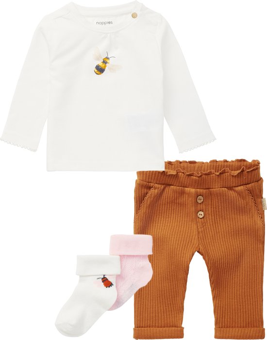 Noppies - kledingset - 4delig - broek bruin - shirt LS Snow White - 2p sokjes