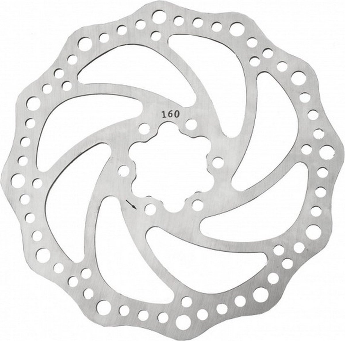 remschijf 160 mm 6 gaats RVS zilver