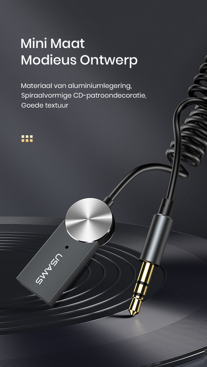 USAMS - Wireless Audio receiver - Carkit - Aux BT 5.0 - auto accessoires - 3.5mm aux - Handsfree bellen en muziek luisteren van USAMS — afbeelding 5