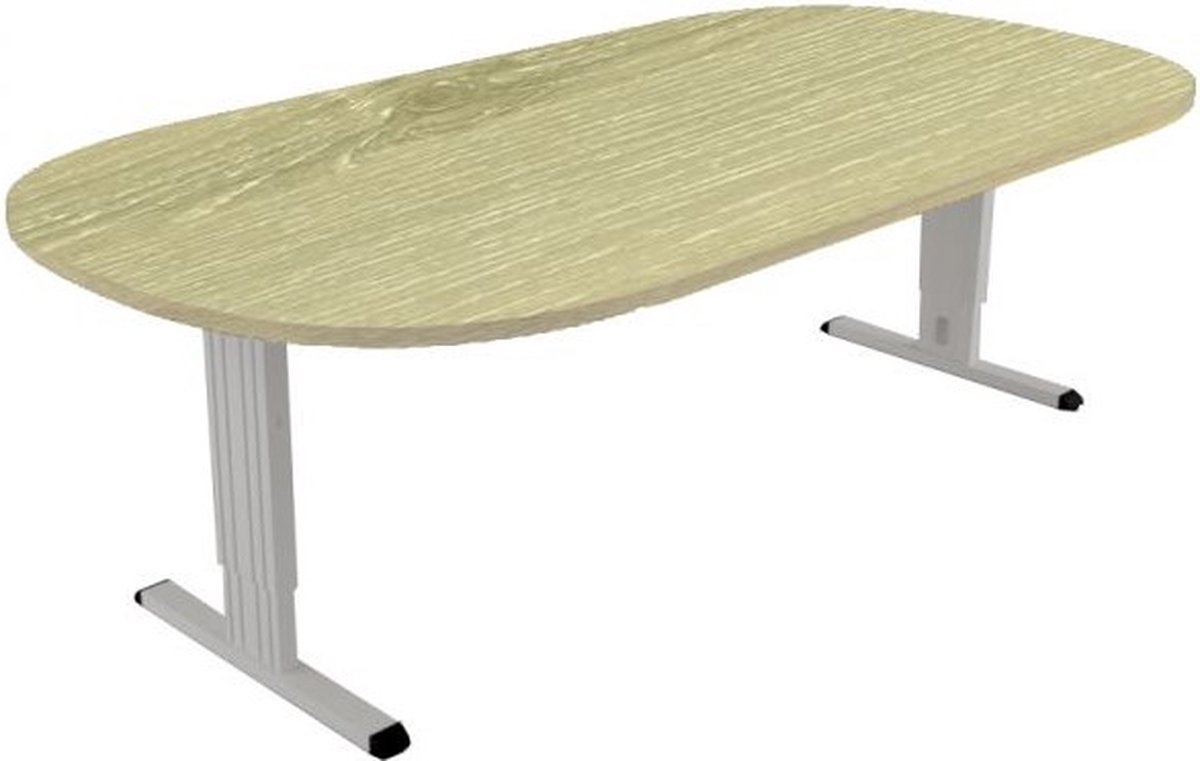Offeco Bureau Bolton - Bureau - Bureautafel - Vergadertafel - Gaming bureau - Game bureau - Computertafel - Desk - Bureau Aluminium - Verstelbaar bureau - Gaming Desk - Bureau tafel - Bureau verstelbaar –  Midden eiken -240x120cm