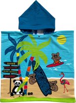 Bad cape/poncho voor kinderen 60 x 120 cm microvezel - Bad poncho's met dieren