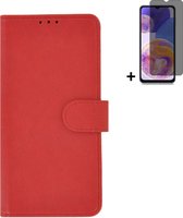 Pearlycase hoesje voor Nokia G11/ G21 - Kunstleer Book Case - Rood hoesje met privacy screenprotector