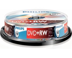 Philips DVD+RW - 4,7GB - Speed 4x - Spindle - 10 stuks - DW4S4B10F