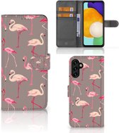 Hoesje met naam Geschikt voor Samsung Galaxy A13 5G | Geschikt voor Samsung Galaxy A04s Wallet Book Case Flamingo