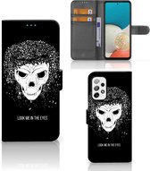 Bookstyle Case Samsung Galaxy A73 5G Phone Case with Text Skull Hair