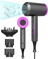 Föhn met Diffuser & Concentrator – Haardroger met 3 Standen – Warm en Koud – Zwart – 1800W-2000W - Kam