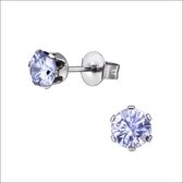 Aramat jewels ® - Oorstekers ronde zirkonia staal lila 5mm