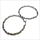 Aramat jewels ® - Gedraaide oorringen 50mm x 2,5mm zilverkleurig staal