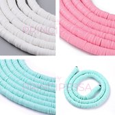 Katsuki kralen – Wit, Roze en Turquoise – Unieke mix van ongeveer 1.150 kralen – Polymeer klei – 6mm kralen – Zelf sieraden maken voor kinderen en volwassenen – DIY