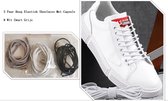 4 Paar Hoog Elastiek Lazy Shoelaces - Wit/Creme/Grijs - Premium Elastische Schoenveters Met Metalen Capsule- No Tie - Handig Schoenveters - Kinderen, Sporters, Cadeautje voor Ouder