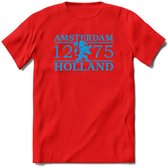Amsterdam T-Shirt | Souvenirs Holland Kleding | Dames / Heren / Unisex Koningsdag shirt | Grappig Nederland Fiets Land Cadeau | - Rood - S